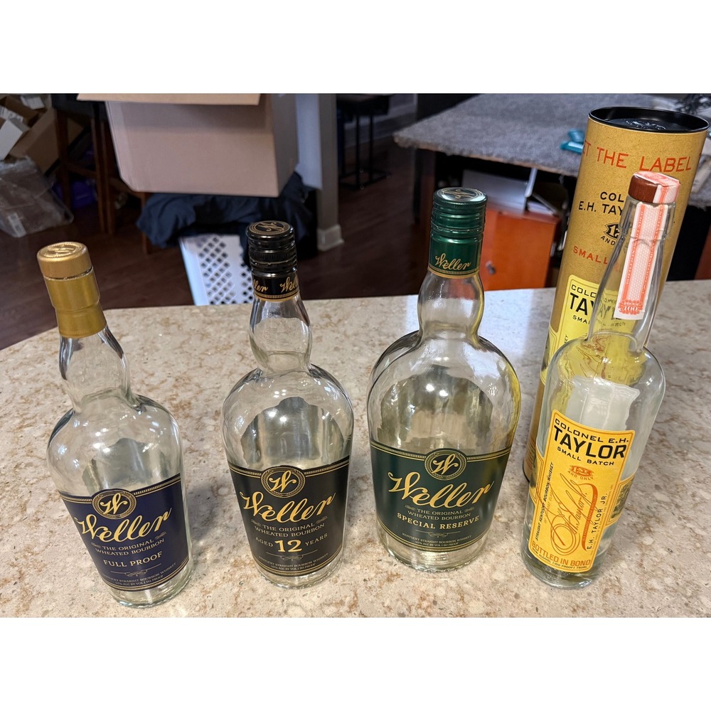Empty Bourbon Bottle Lot Weller 12 Year Full Proof Special Reserve EH Taylor